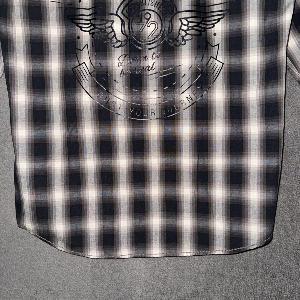 Buffalo David Bitton Shirt Medium Plaid Long Sleeve Back Graphic Button Up NWT - Picture 16 of 16